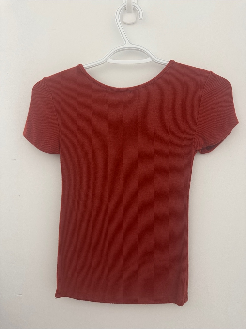 Bayse Fitted Ribbed Tee in Rust - Picture 2 of 2